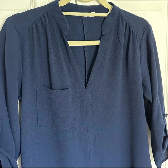 Lush Navy Blue V Neckline, Quarter Sleeve Mini Dress Size Large - Picture 2 of 10